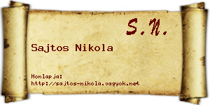 Sajtos Nikola névjegykártya
